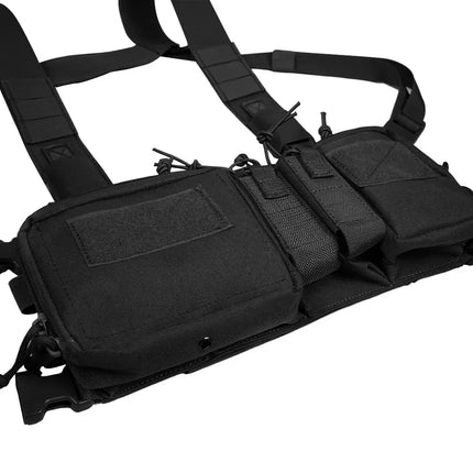 Tactical Chest Vest Rig Bag Field Training Vest Multifunctional Camouflage Strap with Multi-Pocket Outdoor Camping CS Match Pack - Khaki