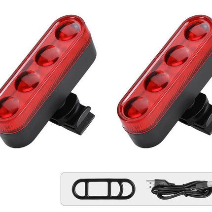 2Pcs Bike Tail Light 4 Modes Bike Rear Light Waterproof Bicycle Taillight-Red