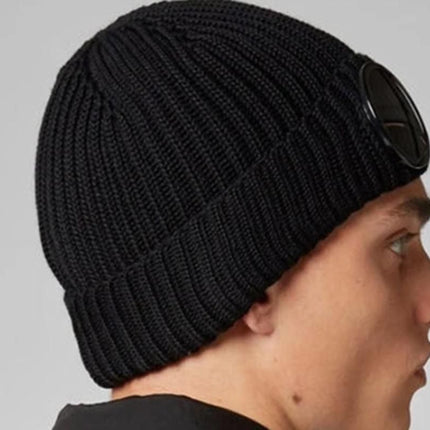 Winter Ski Hat with Goggles - Thermal Knit Beanie for Men & Women - Black