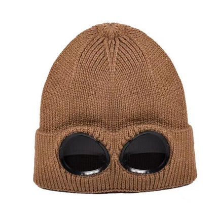 Winter Ski Hat with Goggles - Thermal Knit Beanie for Men & Women - White