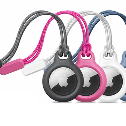 4Pcs AirTag Protective Cover Case Protector Shell with Lanyard for Apple AirTag
