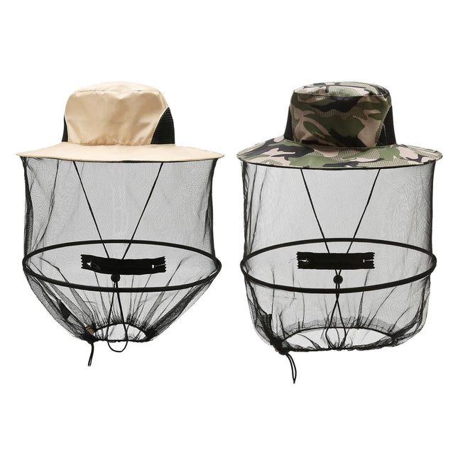 2 Pcs Anti Mosquito Hat for Fishing, Outdoor, Wide Brim Mesh Sun Hat (Assorted Colours)