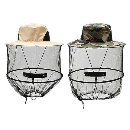 2 Pcs Anti Mosquito Hat for Fishing, Outdoor, Wide Brim Mesh Sun Hat (Assorted Colours)