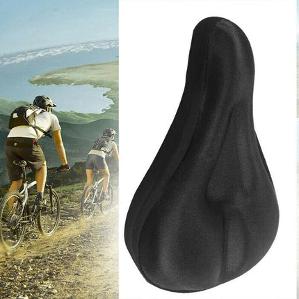 Cycling Seat Cover Silicone Thick Gel Bike Bicycle Saddle Cushion Pad Comfort AU-Black