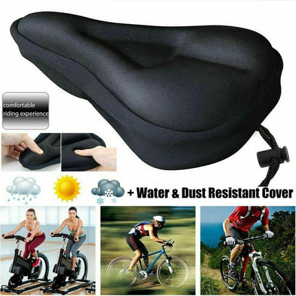 Cycling Seat Cover Silicone Thick Gel Bike Bicycle Saddle Cushion Pad Comfort AU-Black