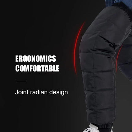 Cycling Leg Warmers Thermal Zipper Knee Sleeves Winter Waterproof 2pcs (Black)