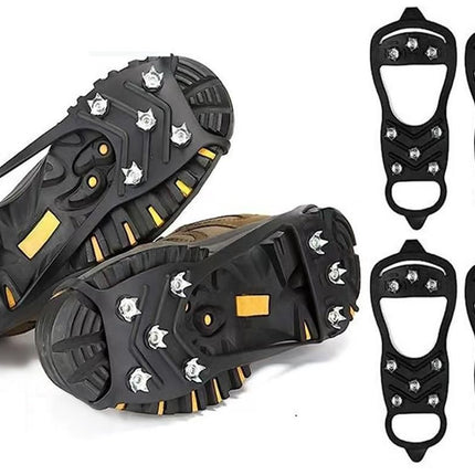 2 Pairs Ice Cleats Traction Crampons Snow Grips with 8 Spikes for Boots Shoes - For EU34-40