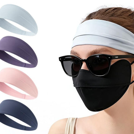 4 Pack Fitness Sweat Headbands Wide Elastic Sports Headbands for Workout Yoga