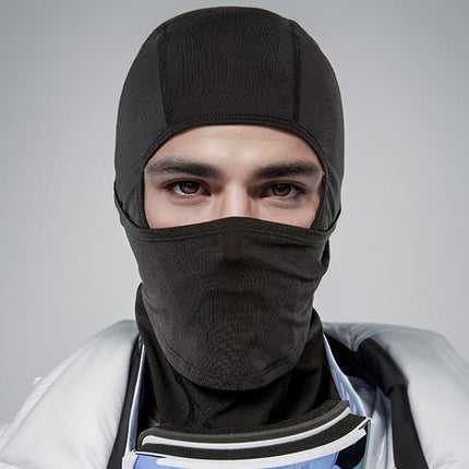 Windproof Thermal Face Mask Headgear for Outdoor Sports - Pure Black