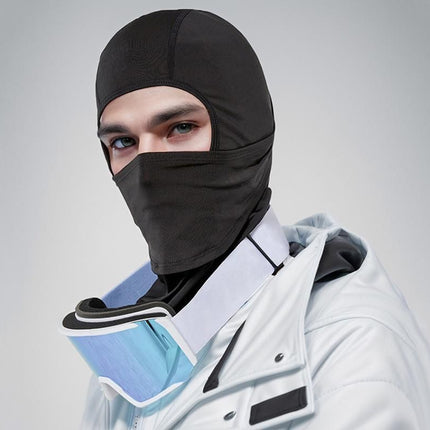 Windproof Thermal Face Mask Headgear for Outdoor Sports - Pure Black