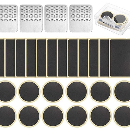 24Pcs Bike Tire Patch Kit with 4 Metal Rasps No Glue Needed for Bicycle Inner Tube Repair