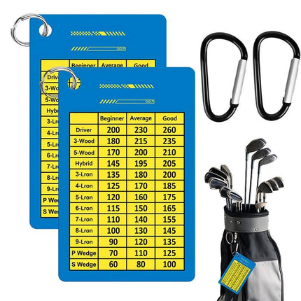 2PCS Golf Club Range Chart Card Golf Club Distance Card Golf Score Cards