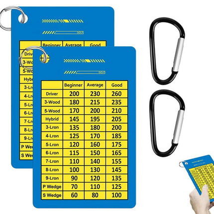 2PCS Golf Club Range Chart Card Golf Club Distance Card Golf Score Cards