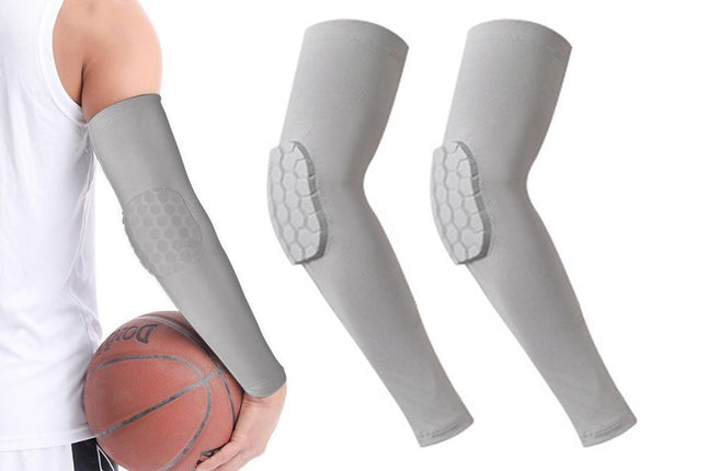 2 Pcs Tennis Elbow Compression Support Sleeve for Golfers Elbow Pain Relief Workout Weightlifting Elbow Brace with Honeycomb Lining -Light Gray / XL