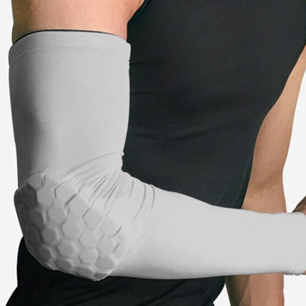 2 Pcs Tennis Elbow Compression Support Sleeve for Golfers Elbow Pain Relief Workout Weightlifting Elbow Brace with Honeycomb Lining -Light Gray / XL