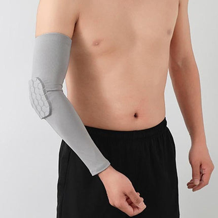 2 Pcs Tennis Elbow Compression Support Sleeve for Golfers Elbow Pain Relief Workout Weightlifting Elbow Brace with Honeycomb Lining -Light Gray / XL