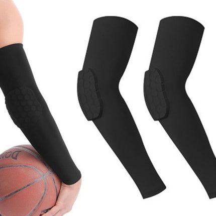 2 Pcs Tennis Elbow Compression Support Sleeve for Golfers Elbow Pain Relief Workout Weightlifting Elbow Brace with Honeycomb Lining -Black / XL