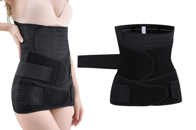 3 in 1 Postpartum Belly Band Waist Shapewear Recovery Girdle After Birth Support - Black & 2XL