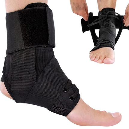 Adjustable Lace Up Ankle Brace Support for Sports Running Basketball - L