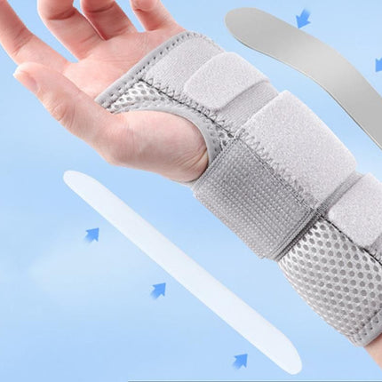 Adjustable Wrist Brace with Removable Steel Splint for Carpal Tunnel Support - Grey & Left & L