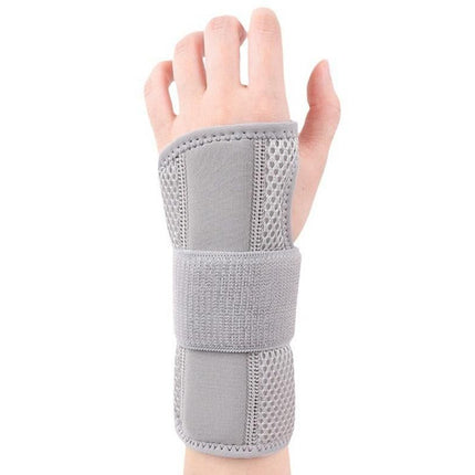 Adjustable Wrist Brace with Removable Steel Splint for Carpal Tunnel Support - Grey & Left & S