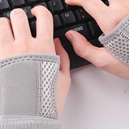 Adjustable Wrist Brace with Removable Steel Splint for Carpal Tunnel Support - Grey & Right & M