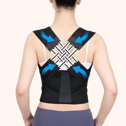 Adjustable Unisex Posture Corrector Shoulder Brace Belt Low Back Support For Women Men -Black / M