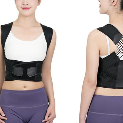 Adjustable Unisex Posture Corrector Shoulder Brace Belt Low Back Support For Women Men -Black / L