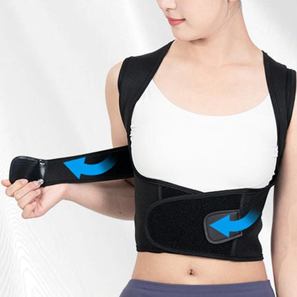 Adjustable Unisex Posture Corrector Shoulder Brace Belt Low Back Support For Women Men -Black / L