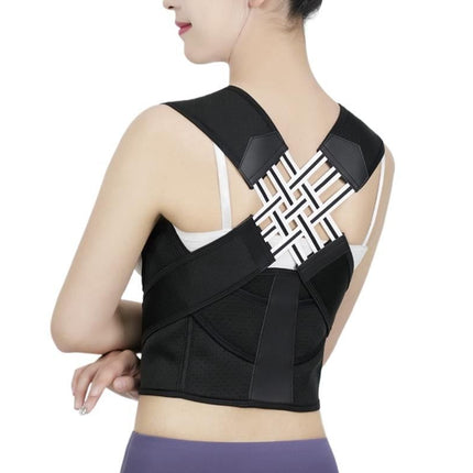Adjustable Unisex Posture Corrector Shoulder Brace Belt Low Back Support For Women Men -Black / L