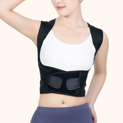Adjustable Unisex Posture Corrector Shoulder Brace Belt Low Back Support For Women Men -Black / XL