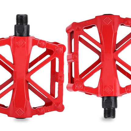 Aluminum Alloy Bike Pedals Wide Platform Lightweight Bicycle Pedals for MTB Road Bikes - Red