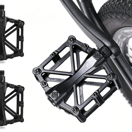 Aluminum Alloy Bike Pedals Wide Platform Lightweight Bicycle Pedals for MTB Road Bikes - Black