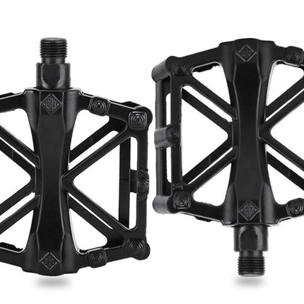 Aluminum Alloy Bike Pedals Wide Platform Lightweight Bicycle Pedals for MTB Road Bikes - Black