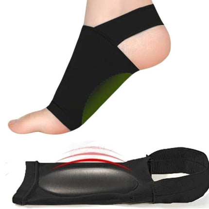Arch Support Soft Pad Brace Sleeve Ankle Foot Wrap For Feet Flat - Black