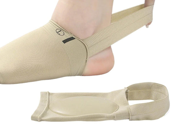 Arch Support Soft Pad Brace Sleeve Ankle Foot Wrap For Feet Flat - Khaki