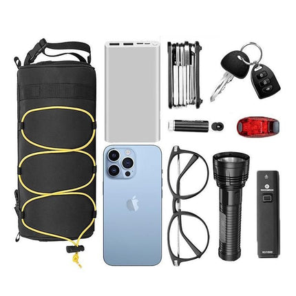 Bike Handlebar Bag Front Bike Bags Handlebar Storage Pouch Pack with Shoulder Strap - Yellow