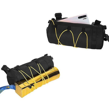 Bike Handlebar Bag Front Bike Bags Handlebar Storage Pouch Pack with Shoulder Strap - Yellow