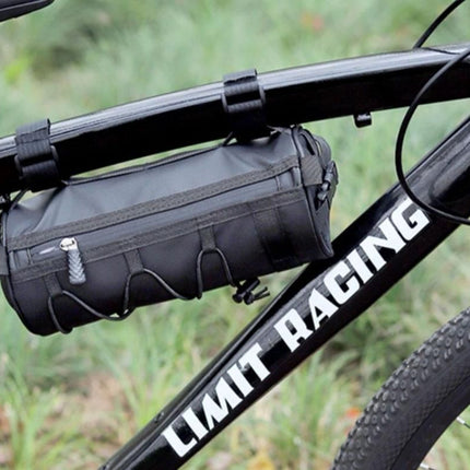 Bike Handlebar Bag Front Bike Bags Handlebar Storage Pouch Pack with Shoulder Strap - Black