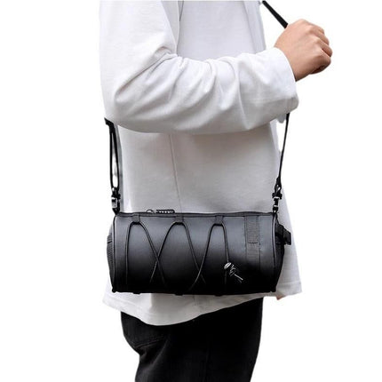 Bike Handlebar Bag Front Bike Bags Handlebar Storage Pouch Pack with Shoulder Strap - Black