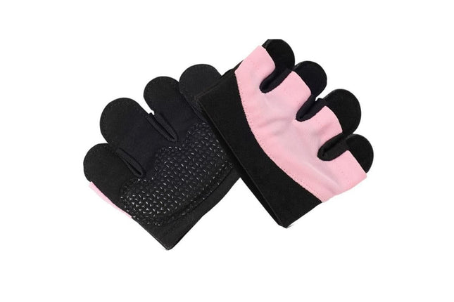 Breathable Workout Gloves Silicone Grip Half-Finger Gym Gloves for Weightlifting & Yoga - Pink & XL