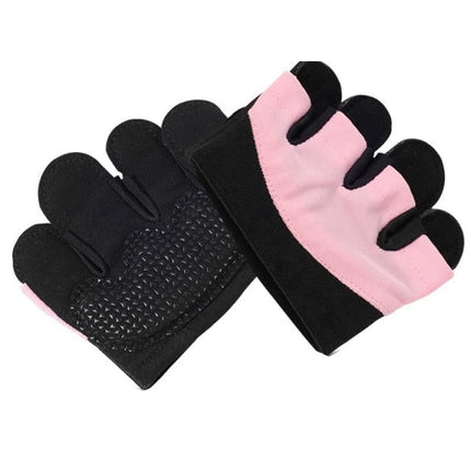 Breathable Workout Gloves Silicone Grip Half-Finger Gym Gloves for Weightlifting & Yoga - Pink & L