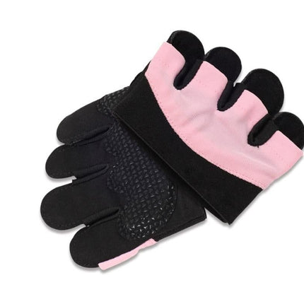 Breathable Workout Gloves Silicone Grip Half-Finger Gym Gloves for Weightlifting & Yoga - Pink & M