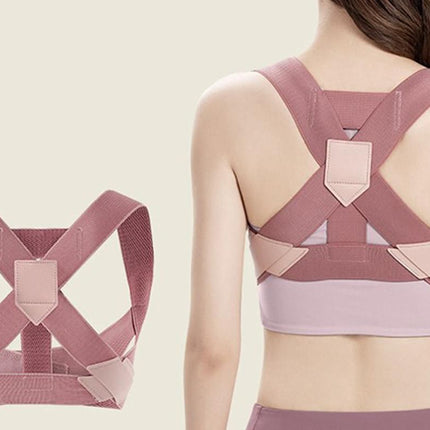 Posture Corrector Clavicle Support Back Straight Shoulders Brace Strap -Pink / L