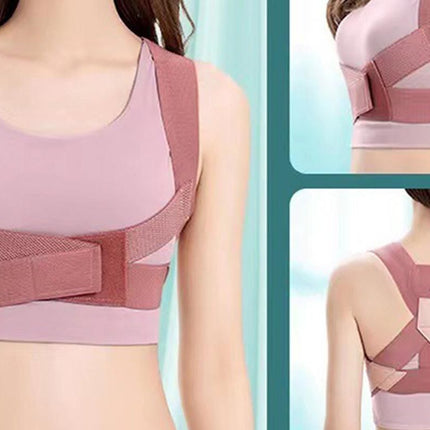 Posture Corrector Clavicle Support Back Straight Shoulders Brace Strap -Pink / L