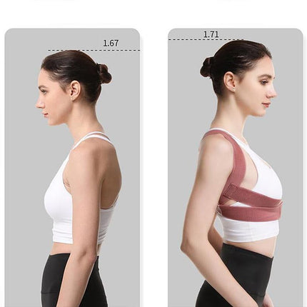 Posture Corrector Clavicle Support Back Straight Shoulders Brace Strap -Pink / L