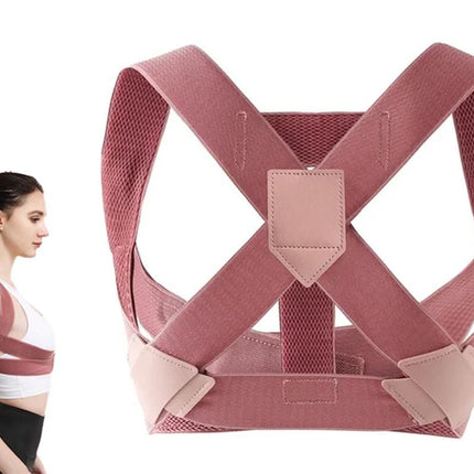 Posture Corrector Clavicle Support Back Straight Shoulders Brace Strap -Pink / L