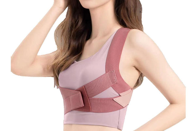 Posture Corrector Clavicle Support Back Straight Shoulders Brace Strap -Pink / M