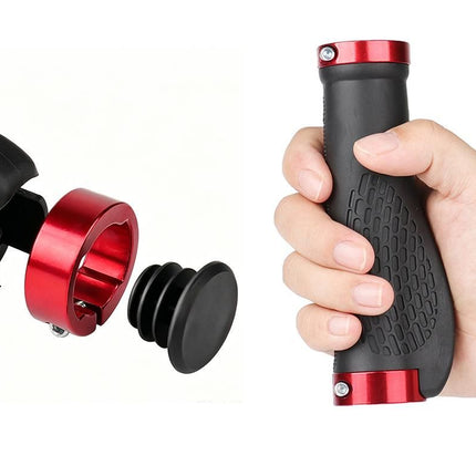 Cycling Lock-On MTB Ergonomic Mountain Bike Rubber Grips Bicycle Handlebar - Red