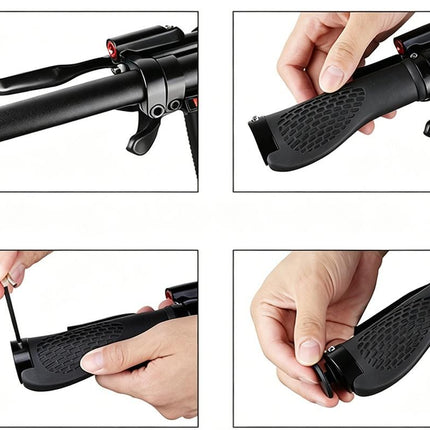 Cycling Lock-On MTB Ergonomic Mountain Bike Rubber Grips Bicycle Handlebar - Black